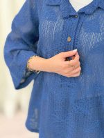 شومیز قلاب بافی یقه سه دکمه کد 6216 - تصویر 7