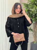 شومیز قلاب بافی یقه سه دکمه کد 6216 - تصویر 4