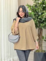 مانتو یقه ایستاده جلو بسته کد 6146 - تصویر 5