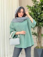 مانتو یقه ایستاده جلو بسته کد 6146 - تصویر 14