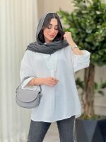 مانتو یقه ایستاده جلو بسته کد 6146 - تصویر 6