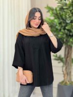 مانتو یقه ایستاده جلو بسته کد 6146 - تصویر 15