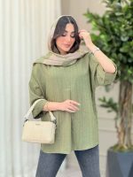 مانتو یقه ایستاده جلو بسته کد 6146 - تصویر 8