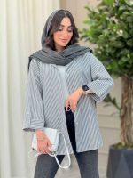 مانتو راه راه آستین پاگن نادیا کد 6214 - تصویر 2