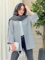مانتو راه راه آستین پاگن نادیا کد 6214 - تصویر 14