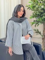 مانتو راه راه آستین پاگن نادیا کد 6214 - تصویر 8