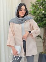 مانتو راه راه آستین پاگن نادیا کد 6214 - تصویر 12