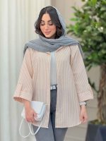 مانتو راه راه آستین پاگن نادیا کد 6214 - تصویر 3