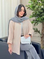 مانتو راه راه آستین پاگن نادیا کد 6214 - تصویر 10