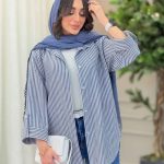مانتو راه راه آستین پاگن نادیا کد 6214