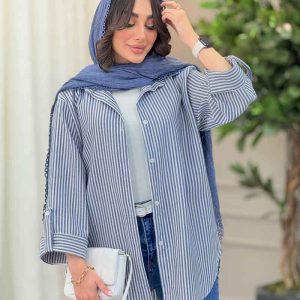 مانتو راه راه آستین پاگن نادیا کد 6214