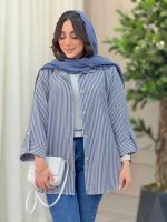 مانتو راه راه آستین پاگن نادیا کد 6214 - تصویر 9