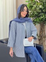 مانتو راه راه آستین پاگن نادیا کد 6214 - تصویر 15