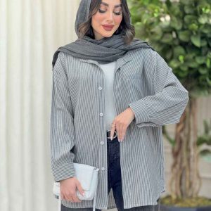 شومیز راه راه تک جیب پشت پیله کد 6231