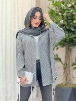 شومیز راه راه تک جیب پشت پیله کد 6231 - تصویر 13