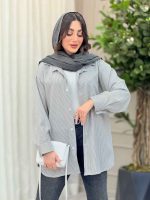 شومیز راه راه تک جیب پشت پیله کد 6231 - تصویر 8