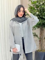 شومیز راه راه تک جیب پشت پیله کد 6231 - تصویر 10