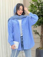 شومیز راه راه تک جیب پشت پیله کد 6231 - تصویر 17