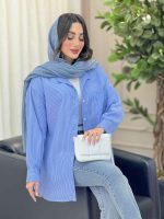 شومیز راه راه تک جیب پشت پیله کد 6231 - تصویر 12
