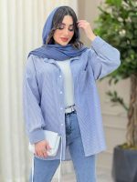 شومیز راه راه تک جیب پشت پیله کد 6231 - تصویر 2