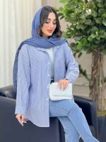 شومیز راه راه تک جیب پشت پیله کد 6231 - تصویر 7