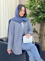 شومیز راه راه تک جیب پشت پیله کد 6231 - تصویر 16