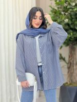 شومیز راه راه تک جیب پشت پیله کد 6231 - تصویر 11