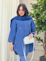 مانتو جین یقه سه دکمه آستین پاگن کد 6299 - تصویر 7