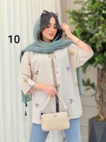 شومیز نچرال طرح دار کد 6283 - تصویر 9