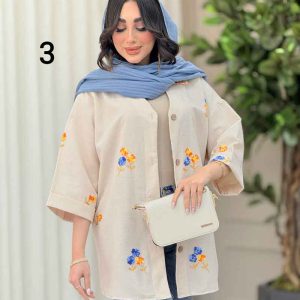 شومیز نچرال طرح دار کد 6283