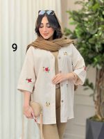 شومیز نچرال طرح دار کد 6283 - تصویر 2