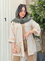 شومیز نچرال طرح دار کد 6283 - تصویر 6