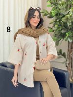 شومیز نچرال طرح دار کد 6283 - تصویر 4
