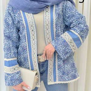مانتو جین طرح دار نواردوزی کد 6310