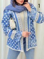 مانتو جین طرح دار نواردوزی کد 6310 - تصویر 13