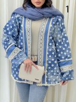 مانتو جین طرح دار نواردوزی کد 6310 - تصویر 10