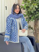 مانتو جین طرح دار نواردوزی کد 6310 - تصویر 3