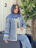 مانتو جین طرح دار نواردوزی کد 6310 - تصویر 14