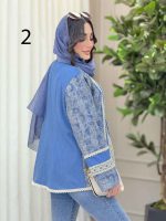 مانتو جین طرح دار نواردوزی کد 6310 - تصویر 7