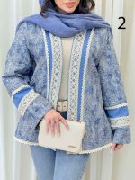 مانتو جین طرح دار نواردوزی کد 6310 - تصویر 9