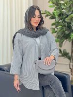 مانتو راه راه آستین پاگن آنیدا کد 6226 - تصویر 4