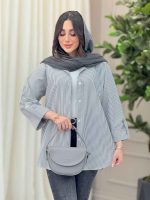مانتو راه راه آستین پاگن آنیدا کد 6226 - تصویر 14