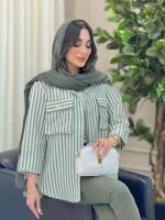 مانتو راه راه جیب پاکتی کد 6249 - تصویر 19