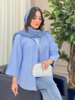 مانتو راه راه آستین پاگن آنیدا کد 6226 - تصویر 15
