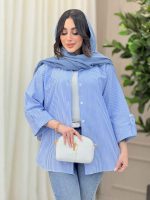 مانتو راه راه آستین پاگن آنیدا کد 6226 - تصویر 2