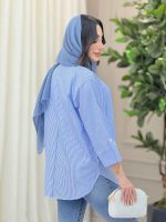 مانتو راه راه آستین پاگن آنیدا کد 6226 - تصویر 7