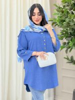 مانتو یقه چهاردکمه آستین پاگن کد 6306 - تصویر 15