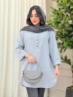 مانتو یقه چهاردکمه آستین پاگن کد 6306 - تصویر 9