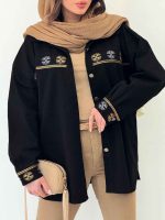 مانتو گلدوزی برش دار دو جیب کد 6329 - تصویر 2
