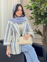مانتو راه راه دو دکمه پانیذ کد 6257 - تصویر 3